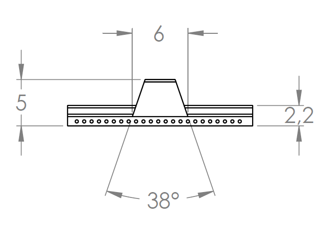 Schéma du profil de courroies à guides intégrés T5V